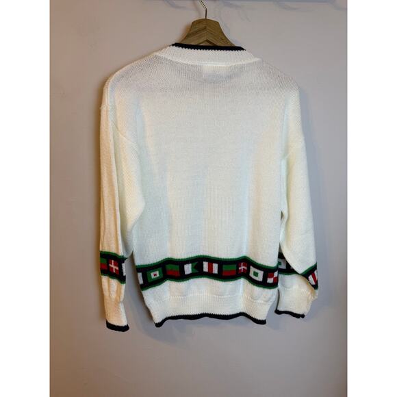 Vintage Indian Harbour Knit Sweater Short Sleeve White Nautical Women’s Size M - Picture 5 of 6